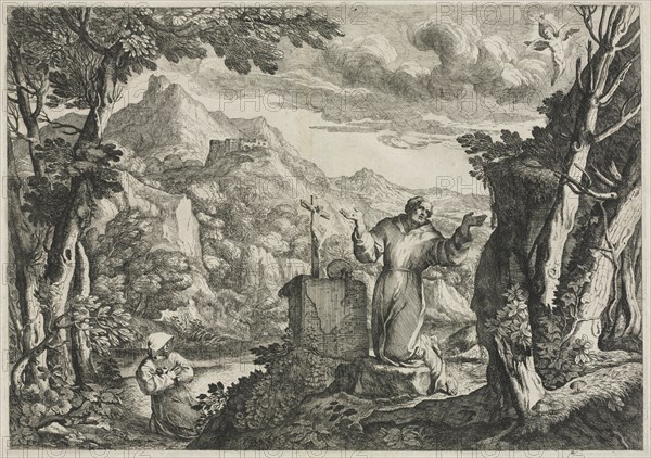 St. Francis of Assisi Receiving the Stigmata. Creator: Giovanni Francesco Grimaldi (Italian, 1606-1680).