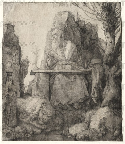 St. Jerome Seated Near a Pollard Willow, 1512. Creator: Albrecht Dürer (German, 1471-1528).