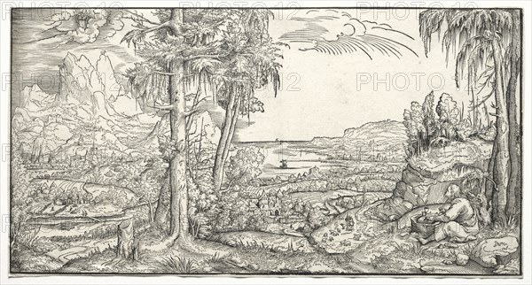 St. John on the Island of Patmos, c. 1545-55. Creator: Virgilius Solis (German, 1514-1562).