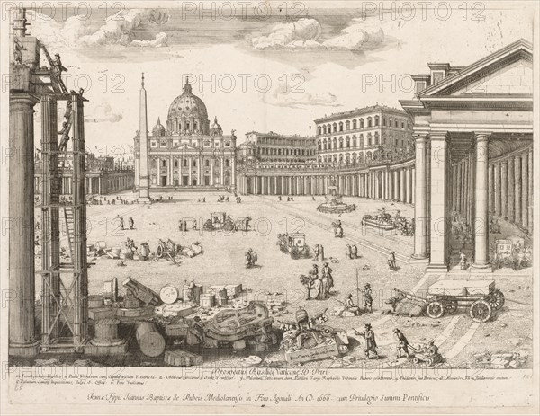 St. Peter's Basilica from "Prospectus Locurum Urbis Romae Insign[ium]", 1666. Creator: Lievin Cruyl (Flemish, c. 1640-c. 1720).