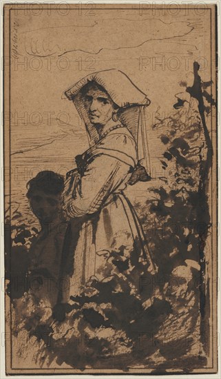 Standing Woman and Child, 2nd half 1800s. Creator: Carl Bloch (Danish, 1834-1890).