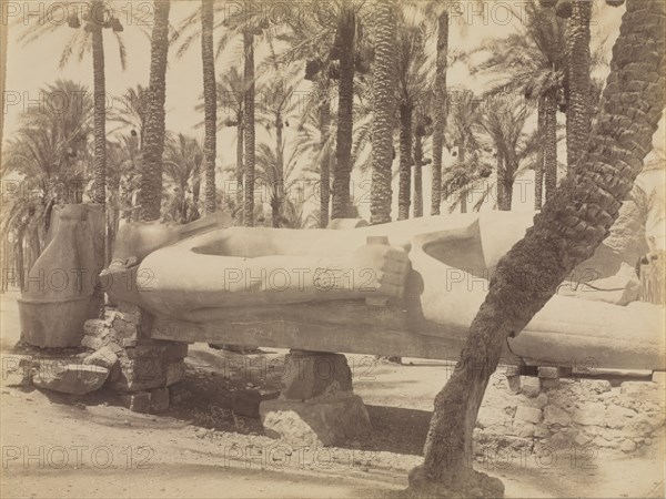 Statue of Ramesses at Saqqara, c. 1870s - 1880s. Creator: Antonio Beato (British, c. 1825-1903).