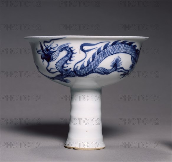 Stem Cup with Dragon Pursuing Flaming Jewel, 1300s. Creator: Unknown.