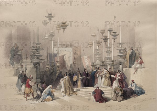 Stone of Unction, Holy Sepulchre, 1839. Creator: David Roberts (British, 1796-1864).