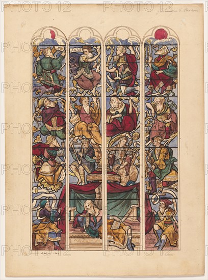 Study for Four Stained Glass Windows "Généalogie dAbraham" , 1844. Creator: Achille Devéria (French, 1800-1857).
