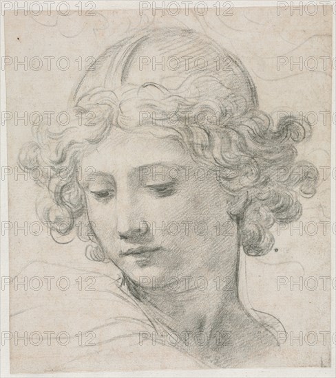 Study for the Head of St. Michael, 1633. Creator: Pietro da Cortona (Italian, 1596-1669).