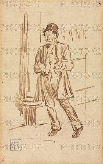 Study of a Drunken Man Passing a Bank. Creator: Charles Samuel Keene (British, 1823-1891).