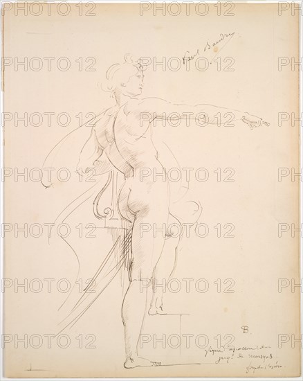 Study of Apollo for Marsyas (recto); Face in Profile (verso), late 1860s. Creator: Paul Baudry (French, 1828-1886).