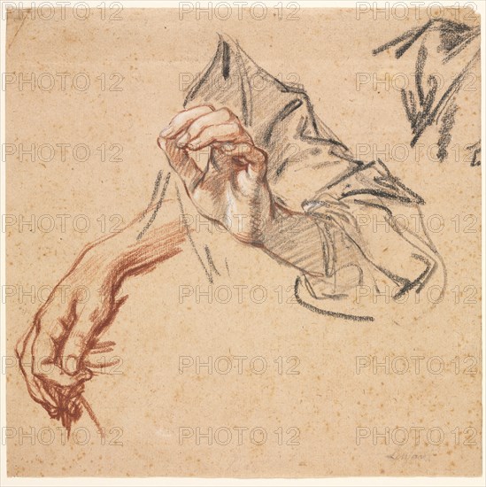 Study of Hands (recto); Sketch of a Hand (verso), 1700s. Creator: Pierre Lenfant (French, 1704-1787).