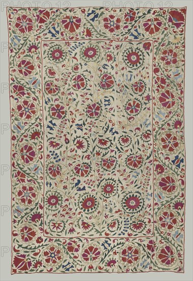 Suzani: curtain or bed cover, about 1800. Creator: Unknown.