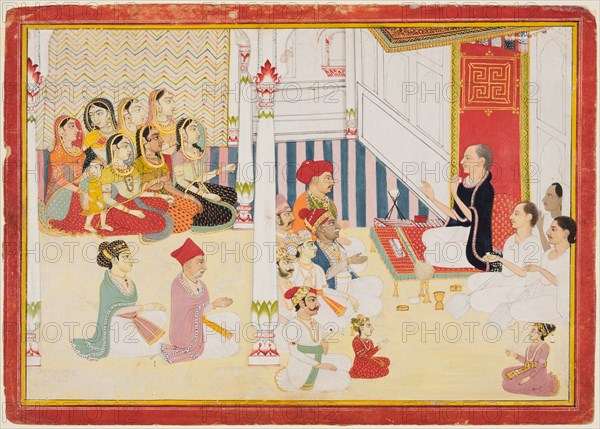 Svetambara Jain Teacher Giving Instruction, c. 1750-60. Creator: Sahib Ram (Indian, active 1745-1803), possibly by.
