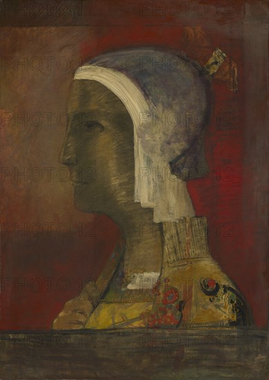 Symbolic Head, c. 1890. Creator: Odilon Redon (French, 1840-1916).