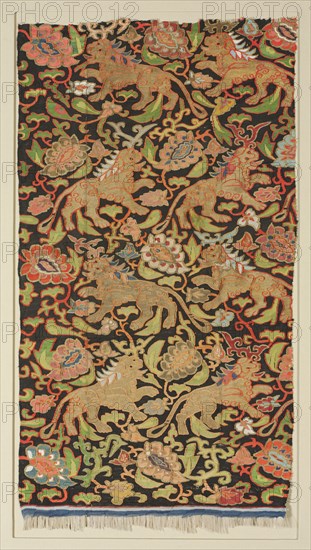 Tapestry with golden lions and palmettes, 1200s or earlier. Creator: Unknown.