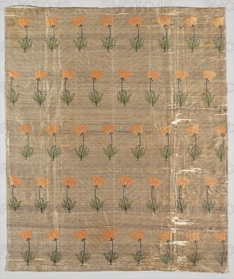 Textile with field of poppies on a golden ground, 1600-1750. Creator: Unknown.