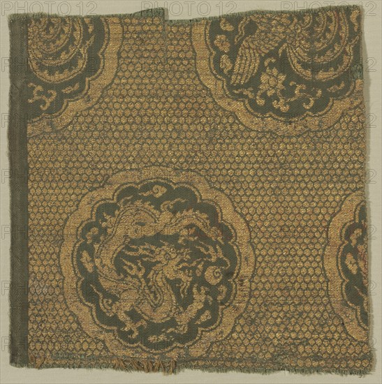 Textile with Phoenixes and Dragons, 1279-1368. Creator: Unknown.
