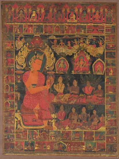 Thangka with Bejeweled Buddha Preaching, 1648. Creator: Unknown.