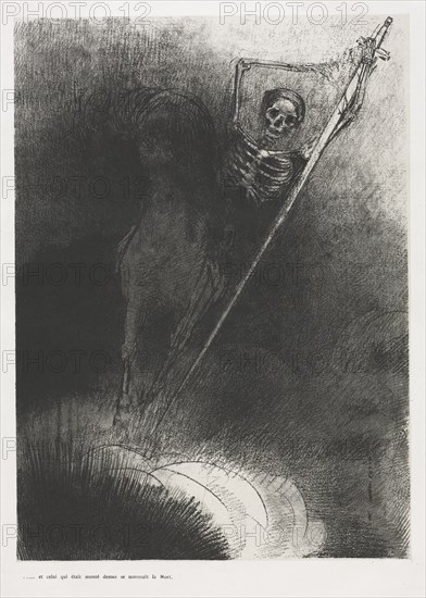 The Apocalypse of Saint John: And His Name That Sat on Him Was Death, 1899. Creator: Odilon Redon (French, 1840-1916); Blanchard; Ambroise Vollard (French, 1867-1939).