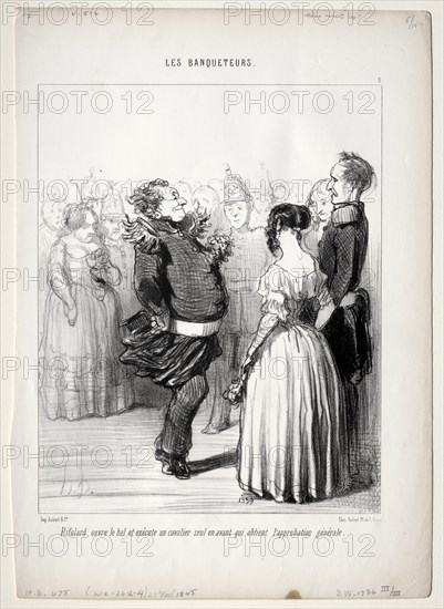 The Banqueters, plate 5: Rifolard opens the ball, 1848. Creator: Honoré Daumier (French, 1808-1879).
