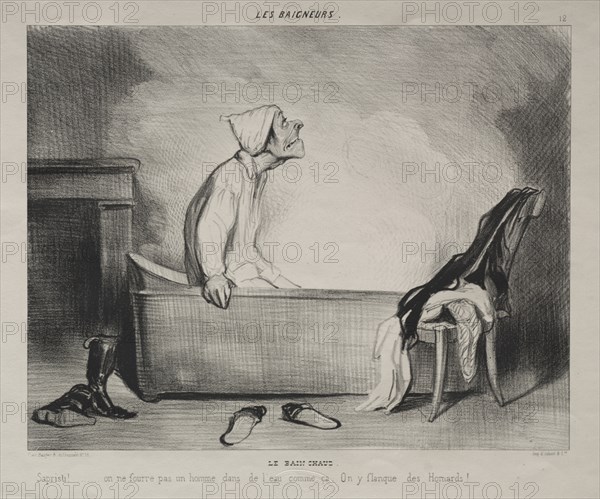The Bathers, plate 12:The Hot Bath, 28 October 1839. Creator: Honoré Daumier (French, 1808-1879); Aubert.