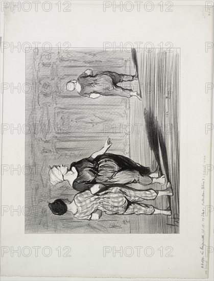 The Bathers, plate 15: It is her again, a pretty fashion, Madame Coquardeau!, 1847. Creator: Honoré Daumier (French, 1808-1879).