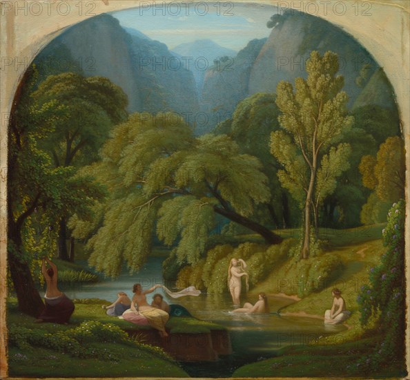 The Bathers, Souvenir of the Banks of the Anio River at Tivoli, c. 1860/1861. Creator: Théodore Caruelle d' Aligny (French, 1798-1871).