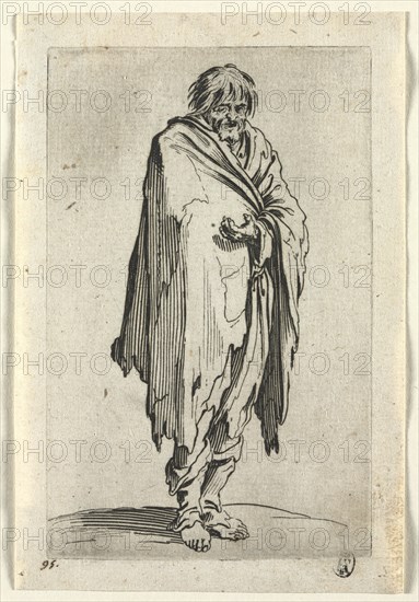 The Beggars: Beggar without Hat or Shoes , c. 1623. Creator: Jacques Callot (French, 1592-1635).