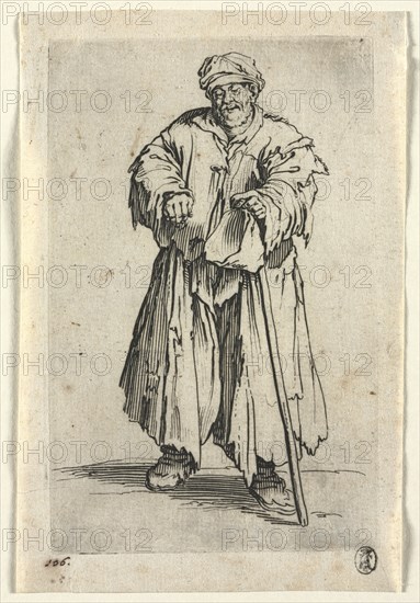 The Beggars: Obese Beggar with Lowered Eyes, c. 1623. Creator: Jacques Callot (French, 1592-1635).