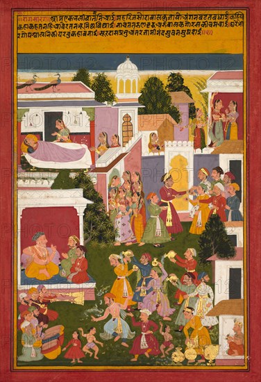 The Birth of Krishna, from a Sursagar of Surdas, c. 1700. Creator: Unknown.