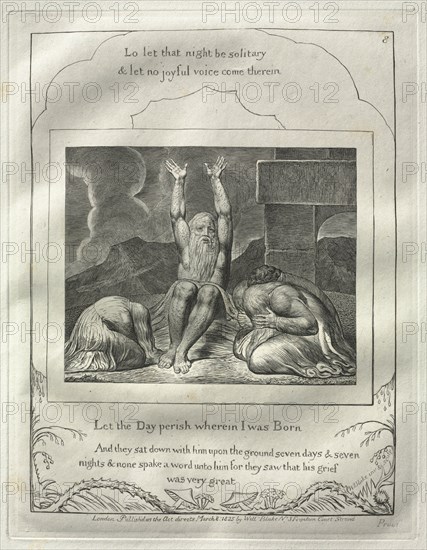 The Book of Job: No. 8, Let the Day perish wherin I was born, 1825. Creator: William Blake (British, 1757-1827).