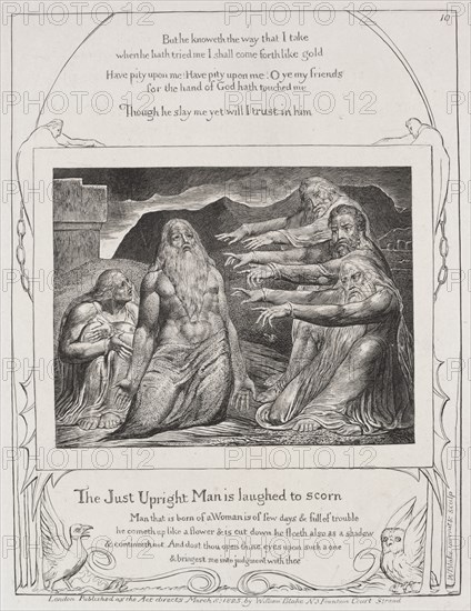 The Book of Job: Pl. 10, The just upright man is laughted to scorn, 1825. Creator: William Blake (British, 1757-1827).