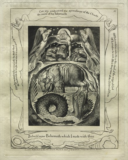 The Book of Job: Pl. 15, Behold now Behemoth which I made with thee, 1825. Creator: William Blake (British, 1757-1827).