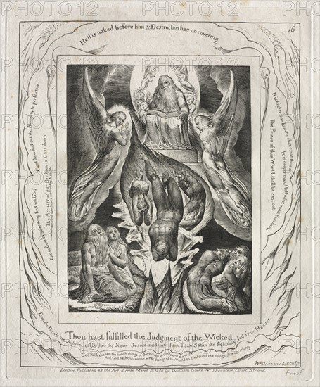The Book of Job: Pl. 16, Thou hast fulfilled the Judgment of the Wicked, 1825. Creator: William Blake (British, 1757-1827).