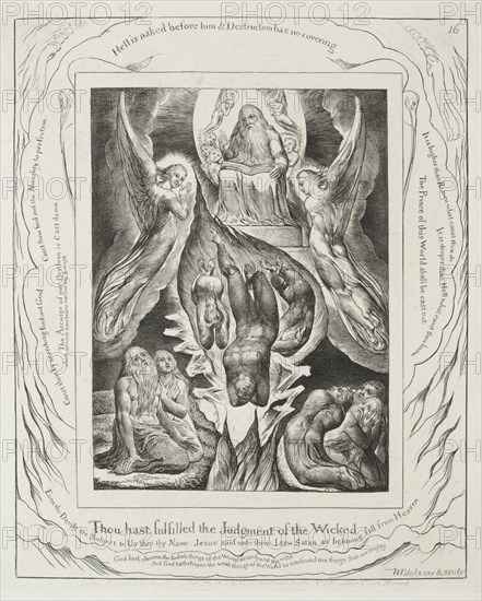 The Book of Job: Pl. 16, Thou hast fulfilled the judgment of the wicked, 1825. Creator: William Blake (British, 1757-1827).