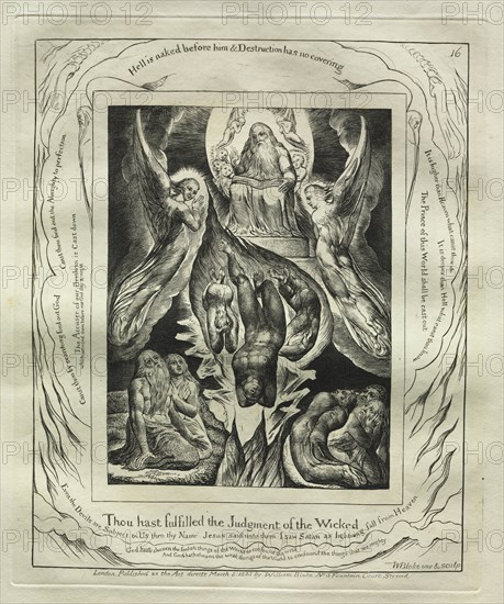 The Book of Job: Pl. 16, Thou hast fulfilled the Judgment of the Wicked, 1825. Creator: William Blake (British, 1757-1827).