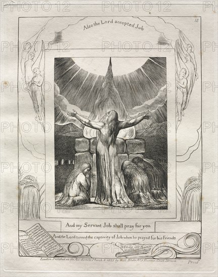 The Book of Job: Pl. 18, And my Servant Job shall pray for you, 1825. Creator: William Blake (British, 1757-1827).