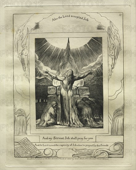 The Book of Job: Pl. 18, And my Servant Job shall pray for you, 1825. Creator: William Blake (British, 1757-1827).