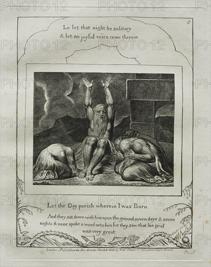 The Book of Job: Pl. 8, Let the Day perish wherein I was Born, 1825. Creator: William Blake (British, 1757-1827).