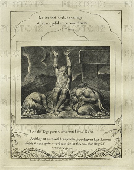 The Book of Job: Pl. 8, Let the Day perish wherein I was Born, 1825. Creator: William Blake (British, 1757-1827).