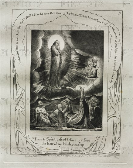 The Book of Job: Pl. 9, Then a Spirit passed before my face / the hair of my flesh stood up, 1825. Creator: William Blake (British, 1757-1827).