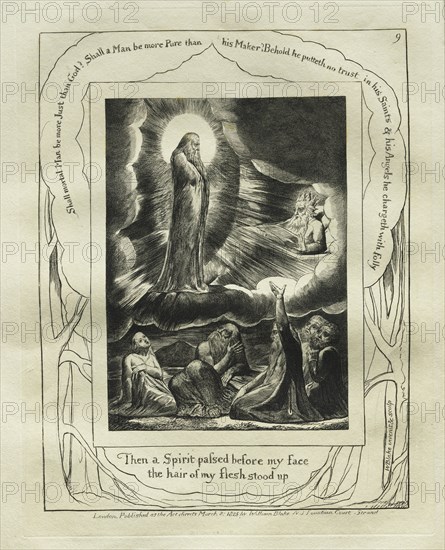 The Book of Job: Pl. 9, Then a Spirit passed before my face / the hair of my flesh stood up, 1825. Creator: William Blake (British, 1757-1827).