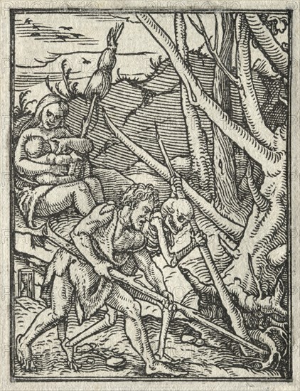 The Dance of Death: Expulsion from Paradise; Adam Cultivating the Ground. Creator: Hans Holbein (German, 1497/98-1543).
