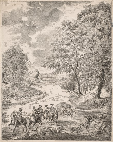 The Deer Hunt. Creator: Augustin de Saint-Aubin (French, 1736-1807).