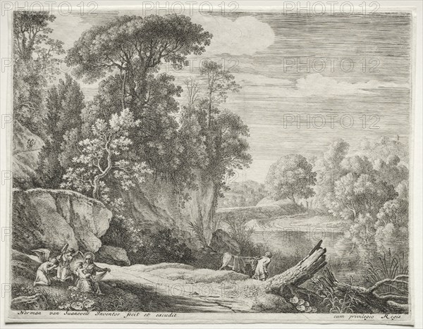 The Donkey Led to the River, c. 1652-1654. Creator: Herman van Swanevelt (Dutch, c. 1600-1655).