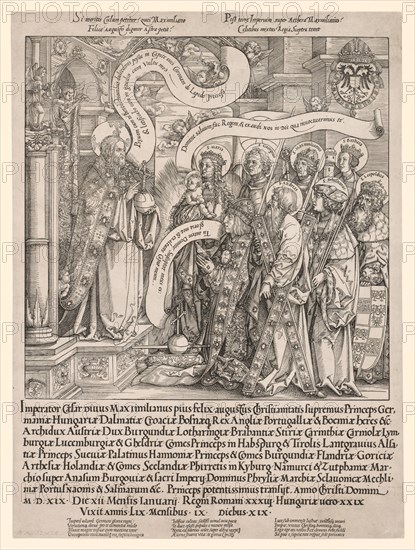 The Emperor Maximilian Presented by His Patron Saints to the Almighty, 1519. Creator: Hans Springinklee (German, 1540).