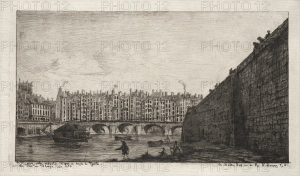 The Exchange Bridge, Paris, about 1784, 1855. Creator: Charles Meryon (French, 1821-1868).