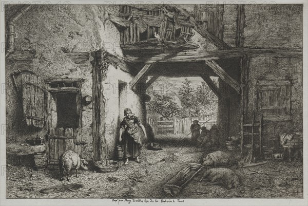 The Farmyard. Creator: Charles-Émile Jacque (French, 1813-1894).