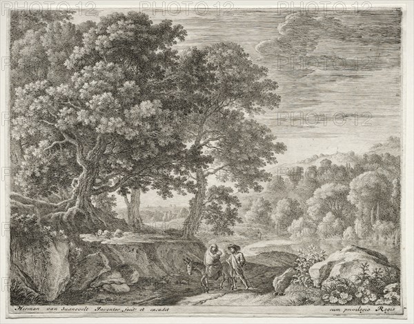 The Flight Into Egypt, c. 1652-1654. Creator: Herman van Swanevelt (Dutch, c. 1600-1655).