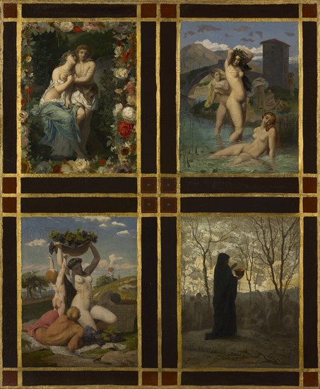 The Four Seasons, 1850. Creator: Henry Picou (French, 1824-1895); Jean-Léon Gérôme (French, 1824-1904); Gustave Rodolphe Boulanger (French, 1824-1888); Jean-Louis Hamon (French, 1821-1874).