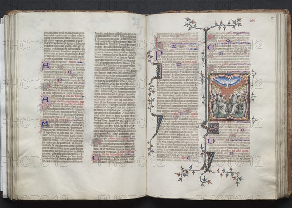 The Gotha Missal: Fol 79r, The Pentecost, c. 1375. Creator: Master of the Boqueteaux (French); Workshop, and.