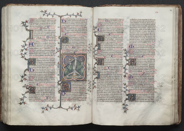 The Gotha Missal: Fol. 117v, St. Peter Tied Upside Down to Cross, c. 1375. Creator: Master of the Boqueteaux (French); Workshop, and.